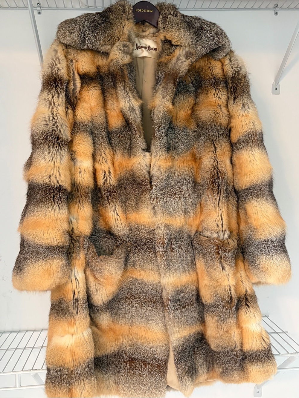 Neiman Marcus  Women’s Striped genuine fox Fur Coat